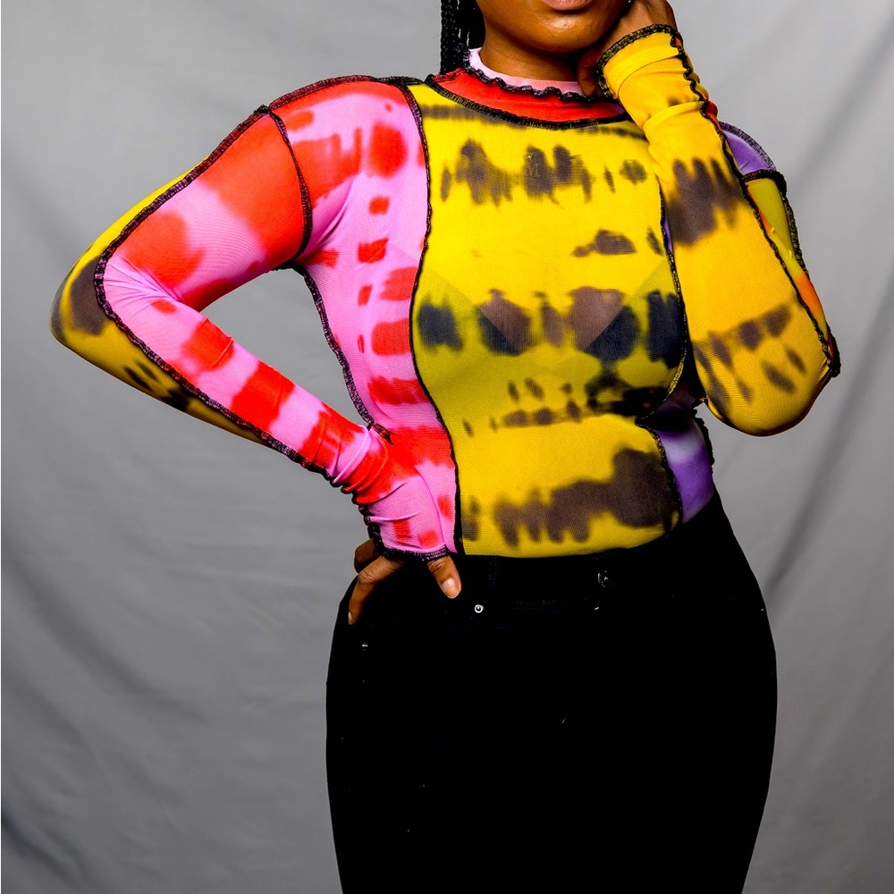 Tie die long sleeve top